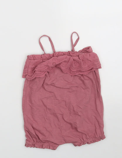 George Girls Pink  100% Cotton T-Shirt Dress  Size 12-18 Months  Off the Shoulder Snap