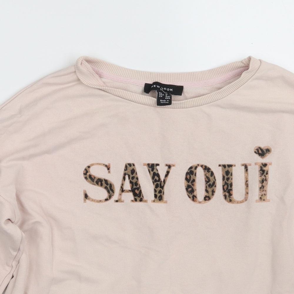 New Look Womens Pink  Cotton Pullover Sweatshirt Size 8   - SAYOUI