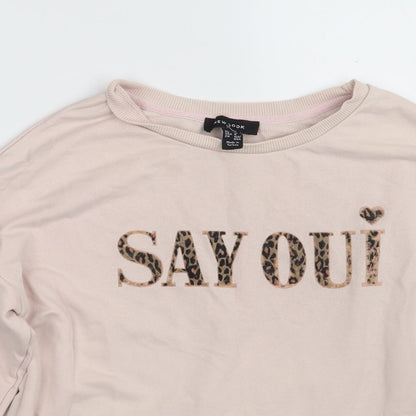 New Look Womens Pink  Cotton Pullover Sweatshirt Size 8   - SAYOUI