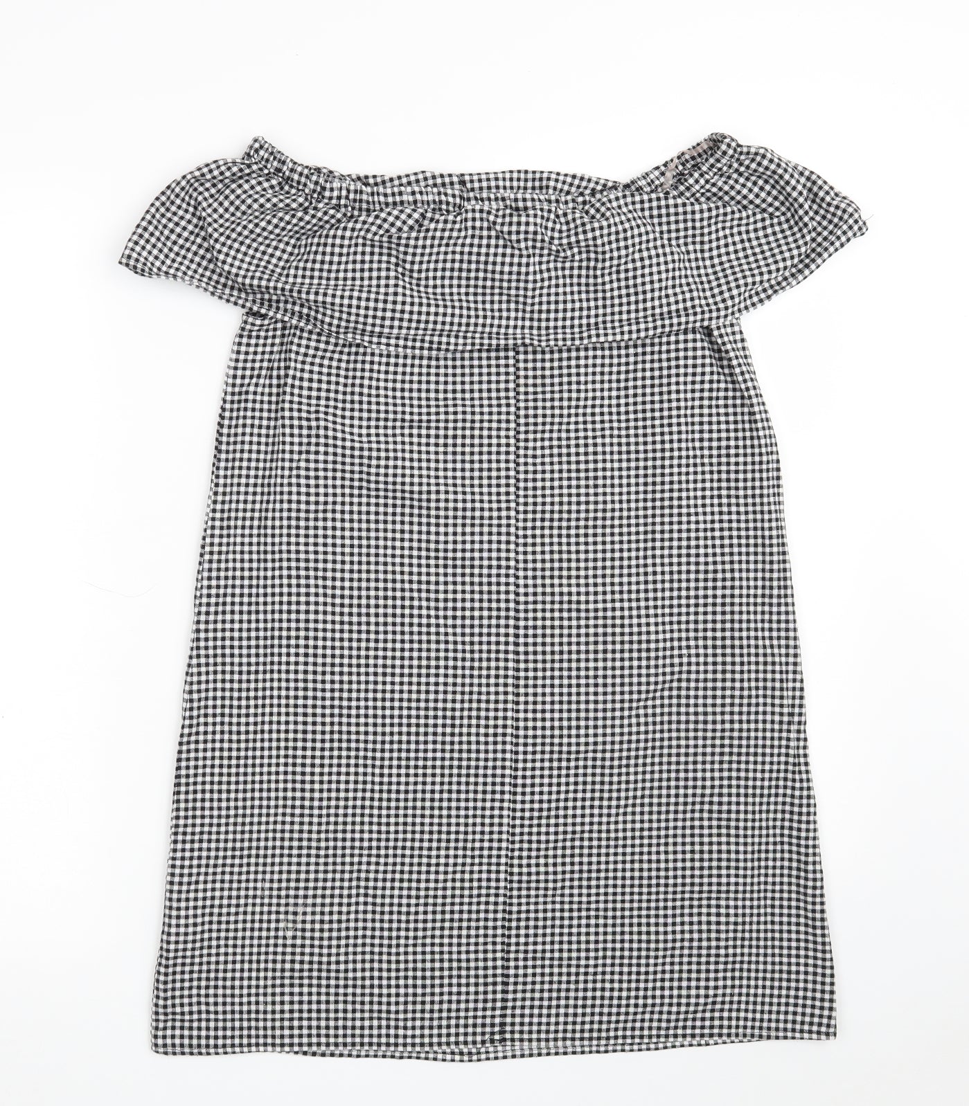 Blue Inc Womens Black Check 100% Cotton A-Line  Size 8  Off the Shoulder