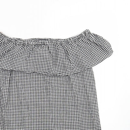 Blue Inc Womens Black Check 100% Cotton A-Line  Size 8  Off the Shoulder