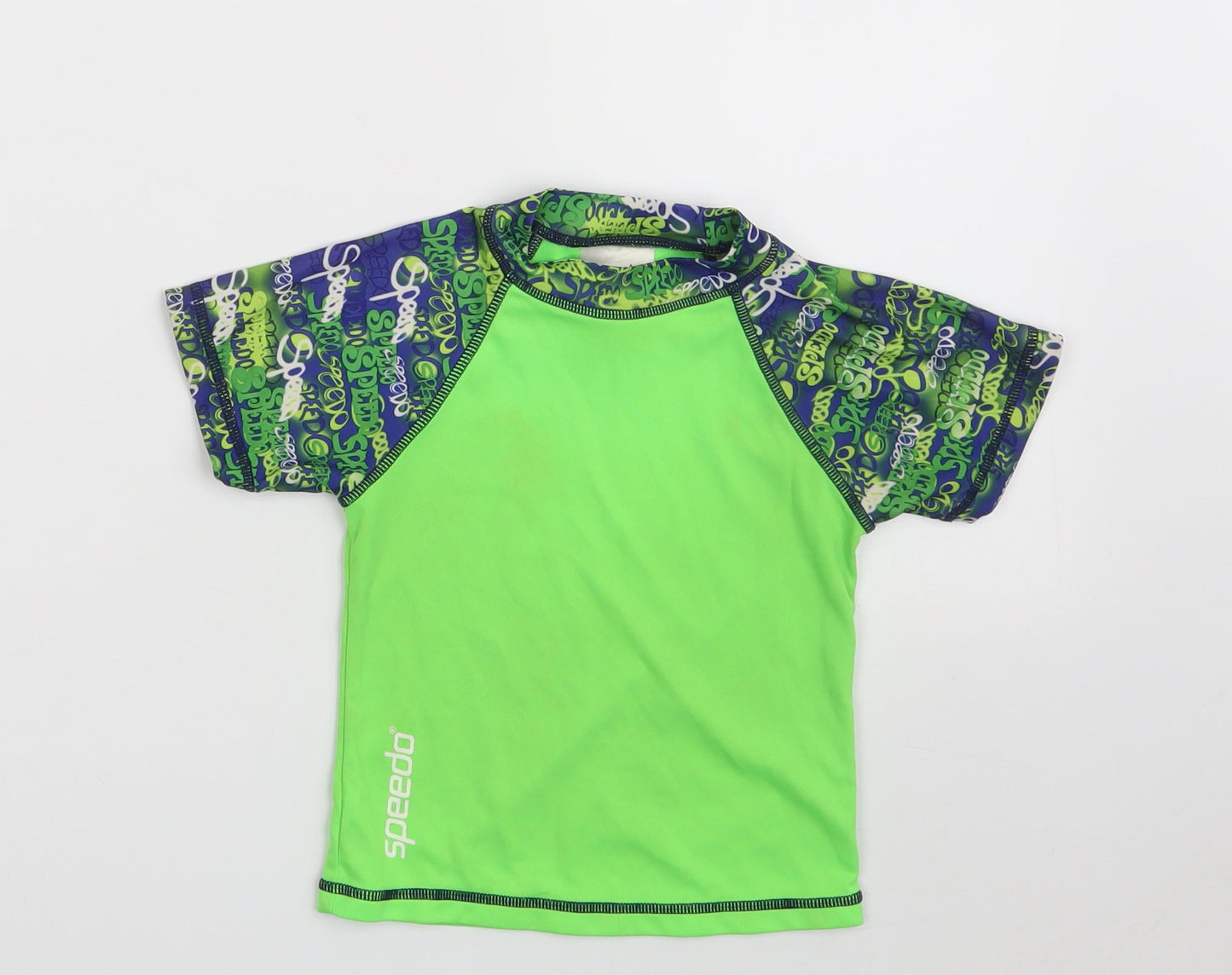 Speedo Boys Green  100% Polyester Pullover T-Shirt Size 12-18 Months Crew Neck  - Size: S (11-15kgs)