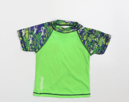 Speedo Boys Green  100% Polyester Pullover T-Shirt Size 12-18 Months Crew Neck  - Size: S (11-15kgs)
