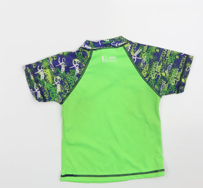 Speedo Boys Green  100% Polyester Pullover T-Shirt Size 12-18 Months Crew Neck  - Size: S (11-15kgs)