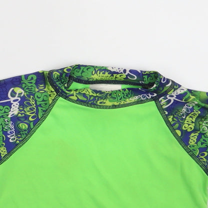 Speedo Boys Green  100% Polyester Pullover T-Shirt Size 12-18 Months Crew Neck  - Size: S (11-15kgs)