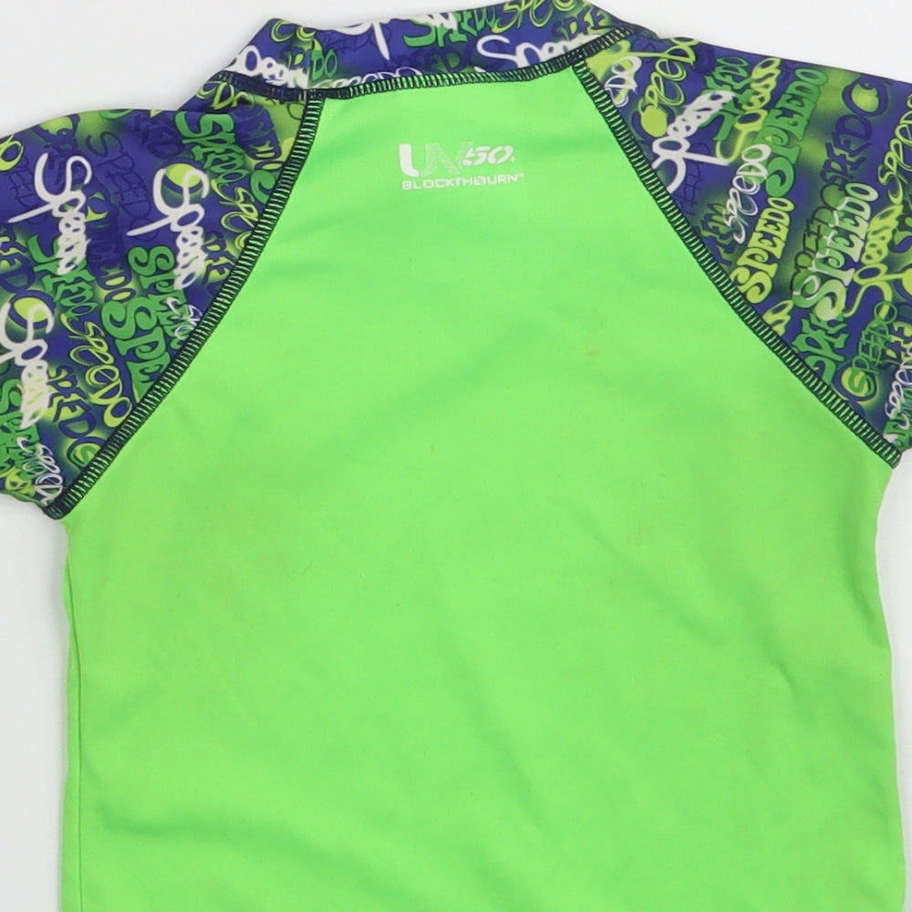 Speedo Boys Green  100% Polyester Pullover T-Shirt Size 12-18 Months Crew Neck  - Size: S (11-15kgs)