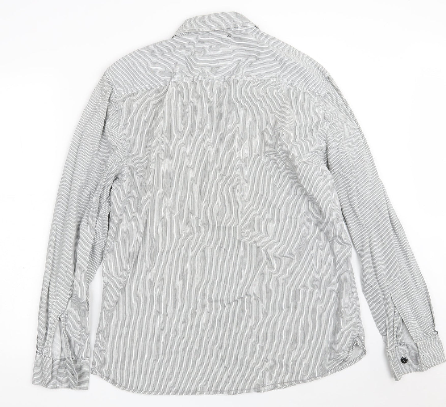 Mens UK Size L Peacocks White  Button-Up Long Sleeve Casual Shirt
