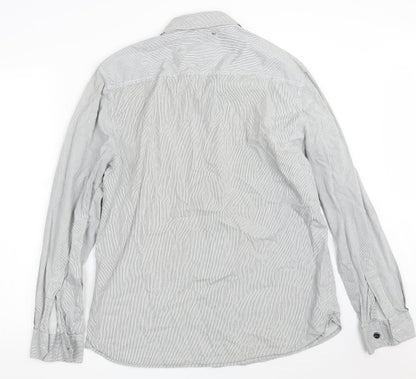 Mens UK Size L Peacocks White  Button-Up Long Sleeve Casual Shirt