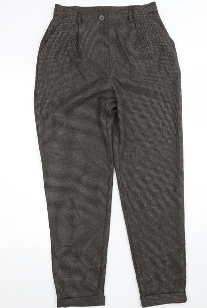 Primark Womens Brown Houndstooth Polyester Dress Pants Trousers Size 8 L27 in Regular Zip
