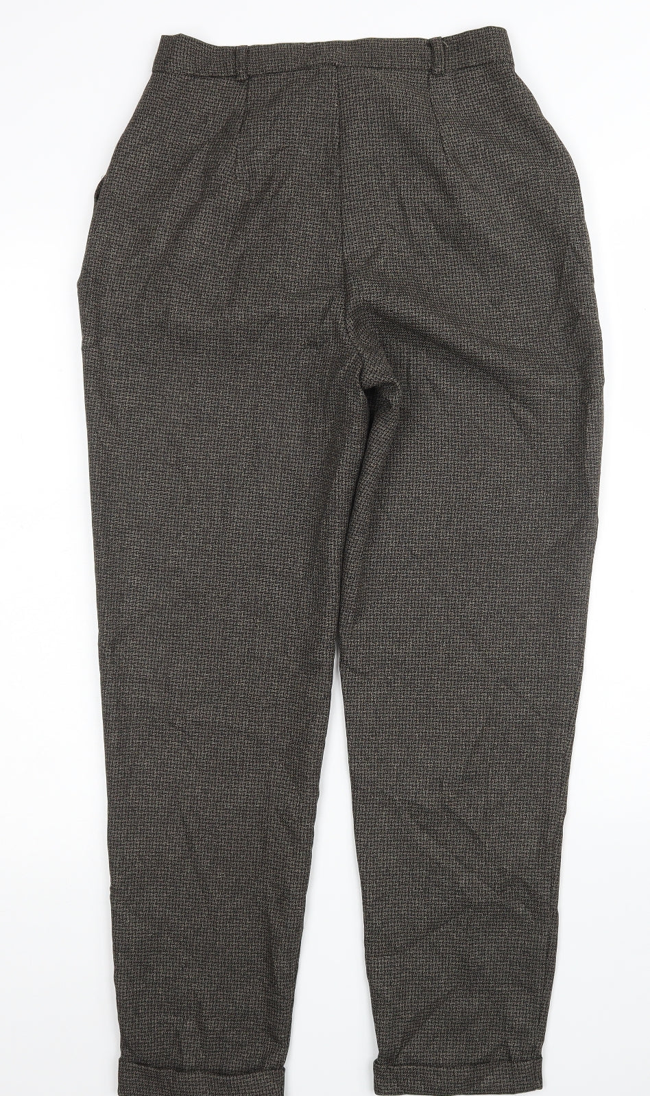 Primark Womens Brown Houndstooth Polyester Dress Pants Trousers Size 8 L27 in Regular Zip