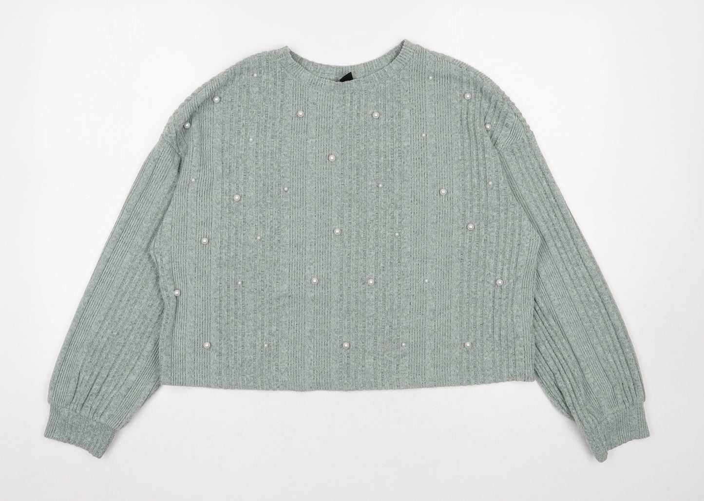 SheIn Womens Green Round Neck  Polyester Pullover Jumper Size L