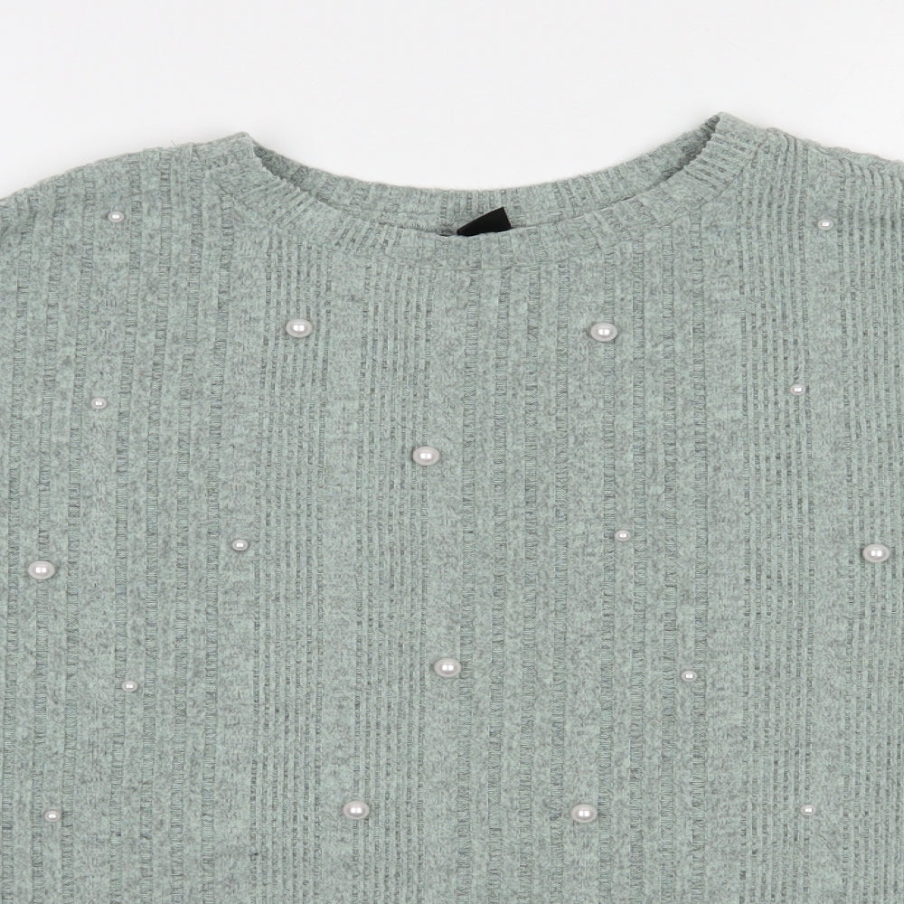 SheIn Womens Green Round Neck  Polyester Pullover Jumper Size L