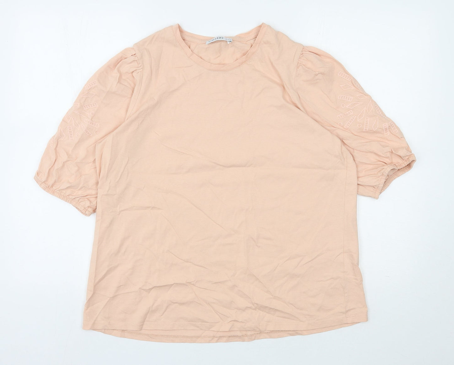 Womens UK Size L Gallery Pink Basic T-Shirt
