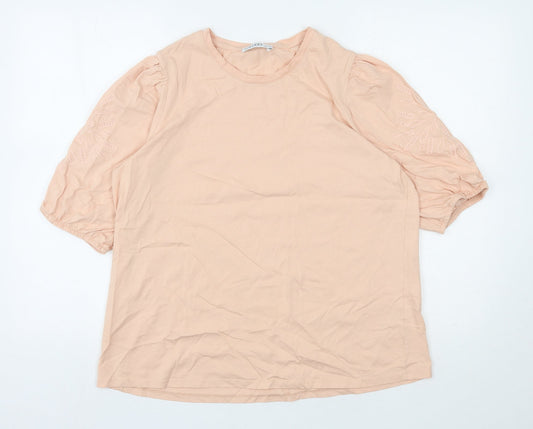 Womens UK Size L Gallery Pink Basic T-Shirt