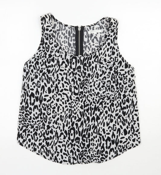 Glamorous Womens Black Animal Print Polyester Basic Tank Size 12 Scoop Neck