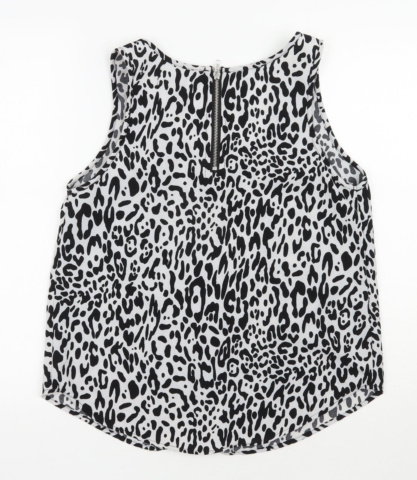 Glamorous Womens Black Animal Print Polyester Basic Tank Size 12 Scoop Neck