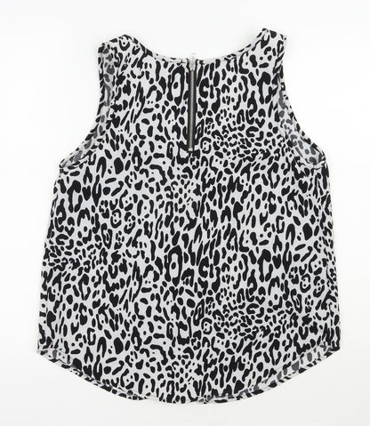 Glamorous Womens Black Animal Print Polyester Basic Tank Size 12 Scoop Neck