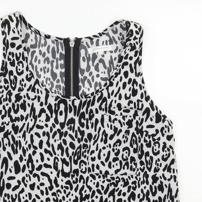 Glamorous Womens Black Animal Print Polyester Basic Tank Size 12 Scoop Neck