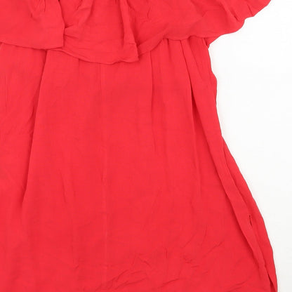 New Look Womens Red  Viscose Trapeze & Swing  Size M  Off the Shoulder Pullover