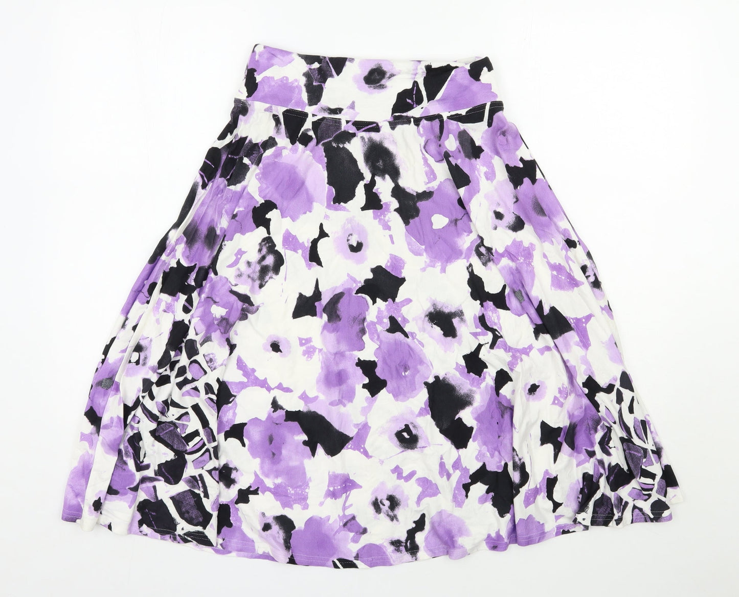 Basler Womens Purple Floral Viscose Swing Skirt Size 10