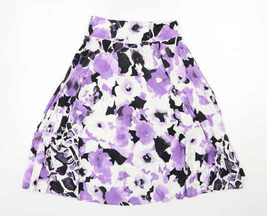 Basler Womens Purple Floral Viscose Swing Skirt Size 10