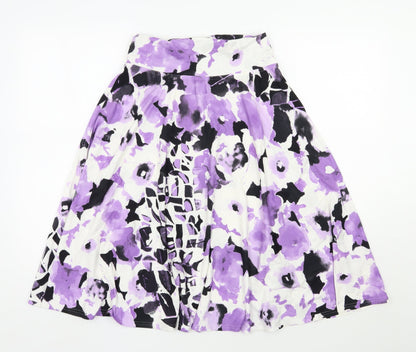 Basler Womens Purple Floral Viscose Swing Skirt Size 10