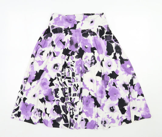 Basler Womens Purple Floral Viscose Swing Skirt Size 10
