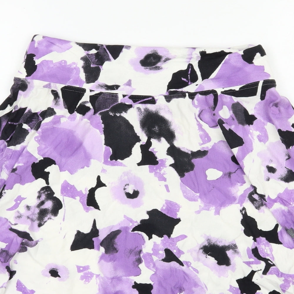 Basler Womens Purple Floral Viscose Swing Skirt Size 10