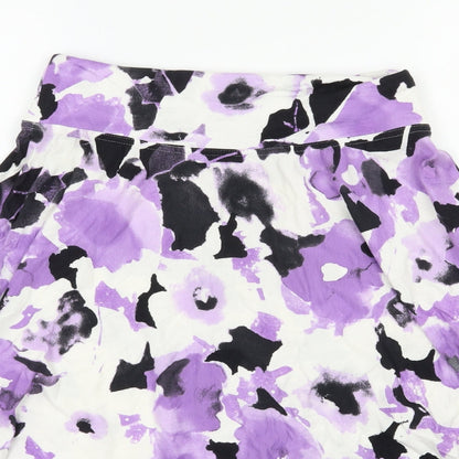 Basler Womens Purple Floral Viscose Swing Skirt Size 10