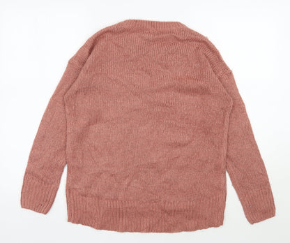New Look Womens Pink Round Neck  Acrylic Pullover Jumper Size S