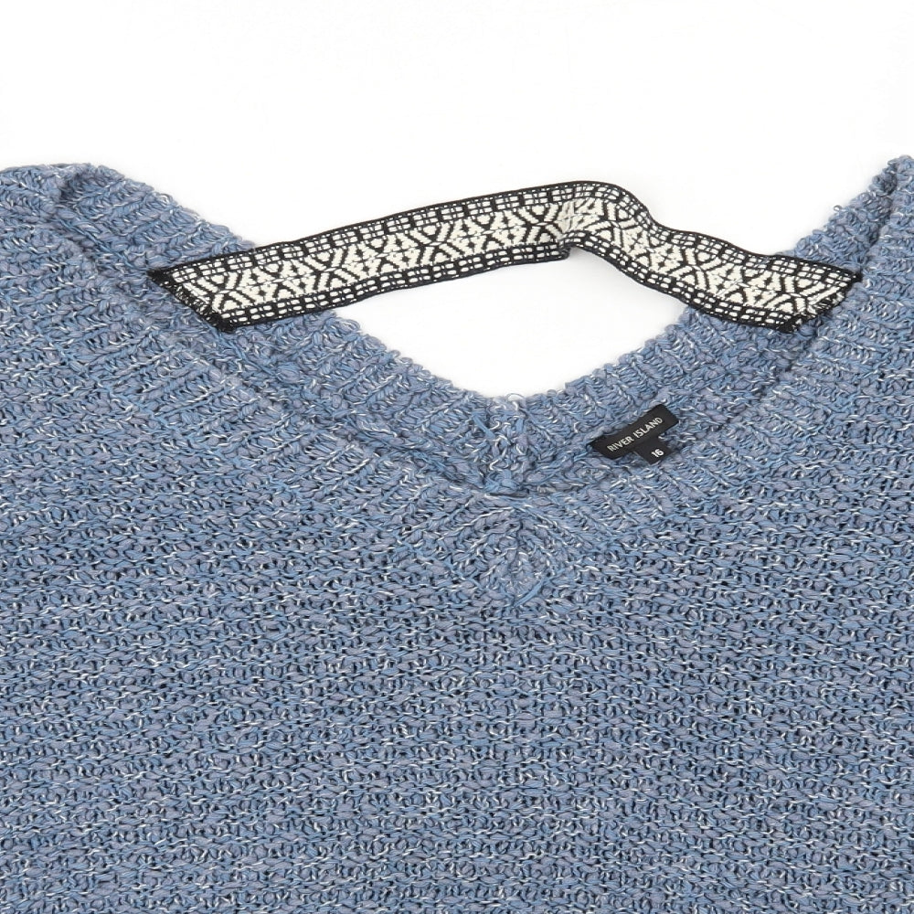 Womens UK Size 16 River Island Blue Pullover Jumper