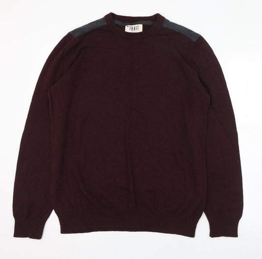 BHS Mens Red Round Neck  Cotton Pullover Jumper Size M