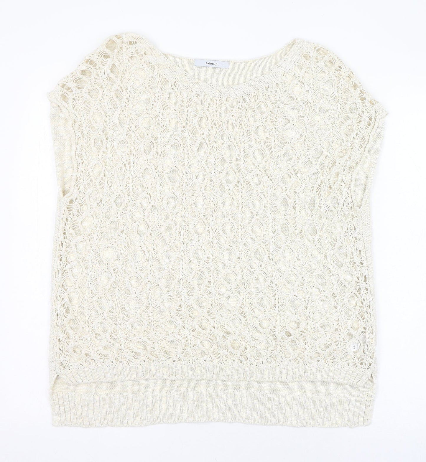 George Womens Ivory Round Neck  Cotton Pullover Jumper Size 10