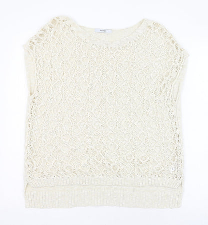 George Womens Ivory Round Neck  Cotton Pullover Jumper Size 10