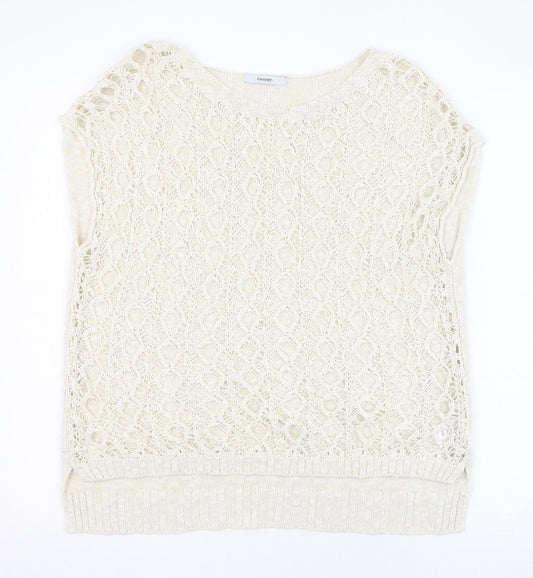 George Womens Ivory Round Neck  Cotton Pullover Jumper Size 10