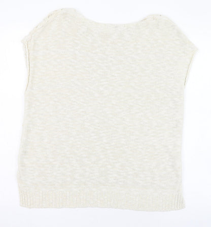 George Womens Ivory Round Neck  Cotton Pullover Jumper Size 10