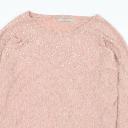 George Womens Pink Round Neck  Nylon Pullover Jumper Size 10