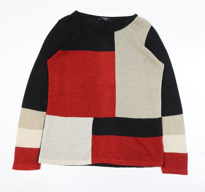 George Womens Black Round Neck  Acrylic Pullover Jumper Size 12