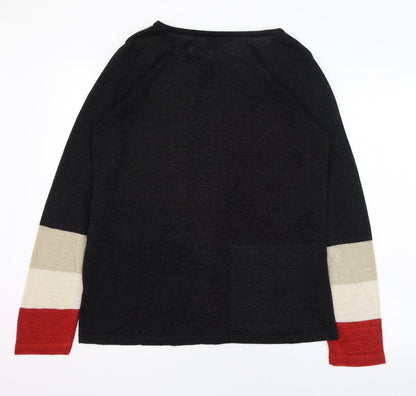 George Womens Black Round Neck  Acrylic Pullover Jumper Size 12