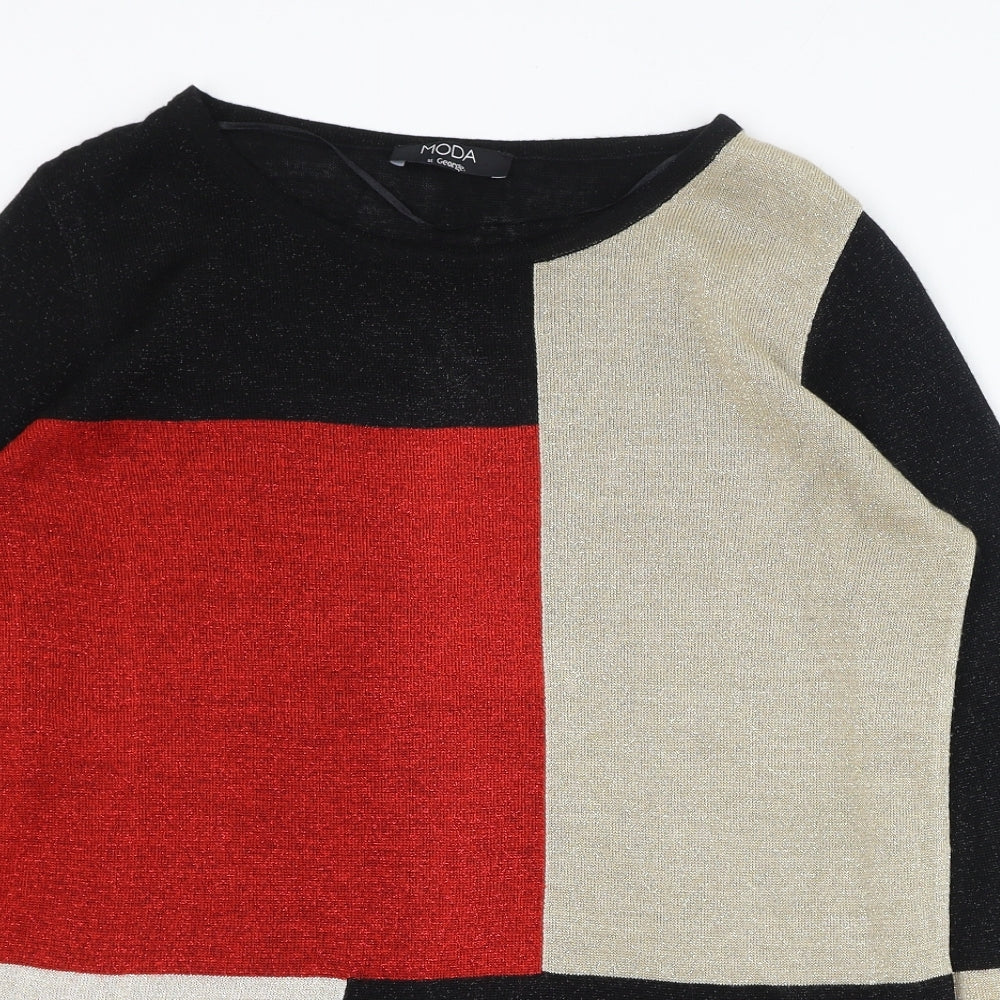 George Womens Black Round Neck  Acrylic Pullover Jumper Size 12