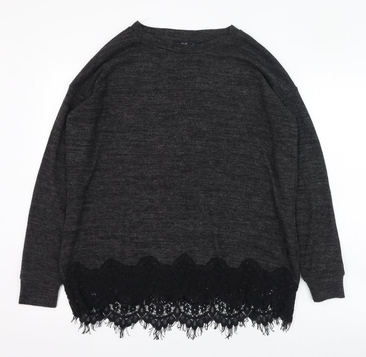 F&F Womens Black Round Neck  Polyester Pullover Jumper Size 10