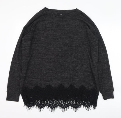 F&F Womens Black Round Neck  Polyester Pullover Jumper Size 10