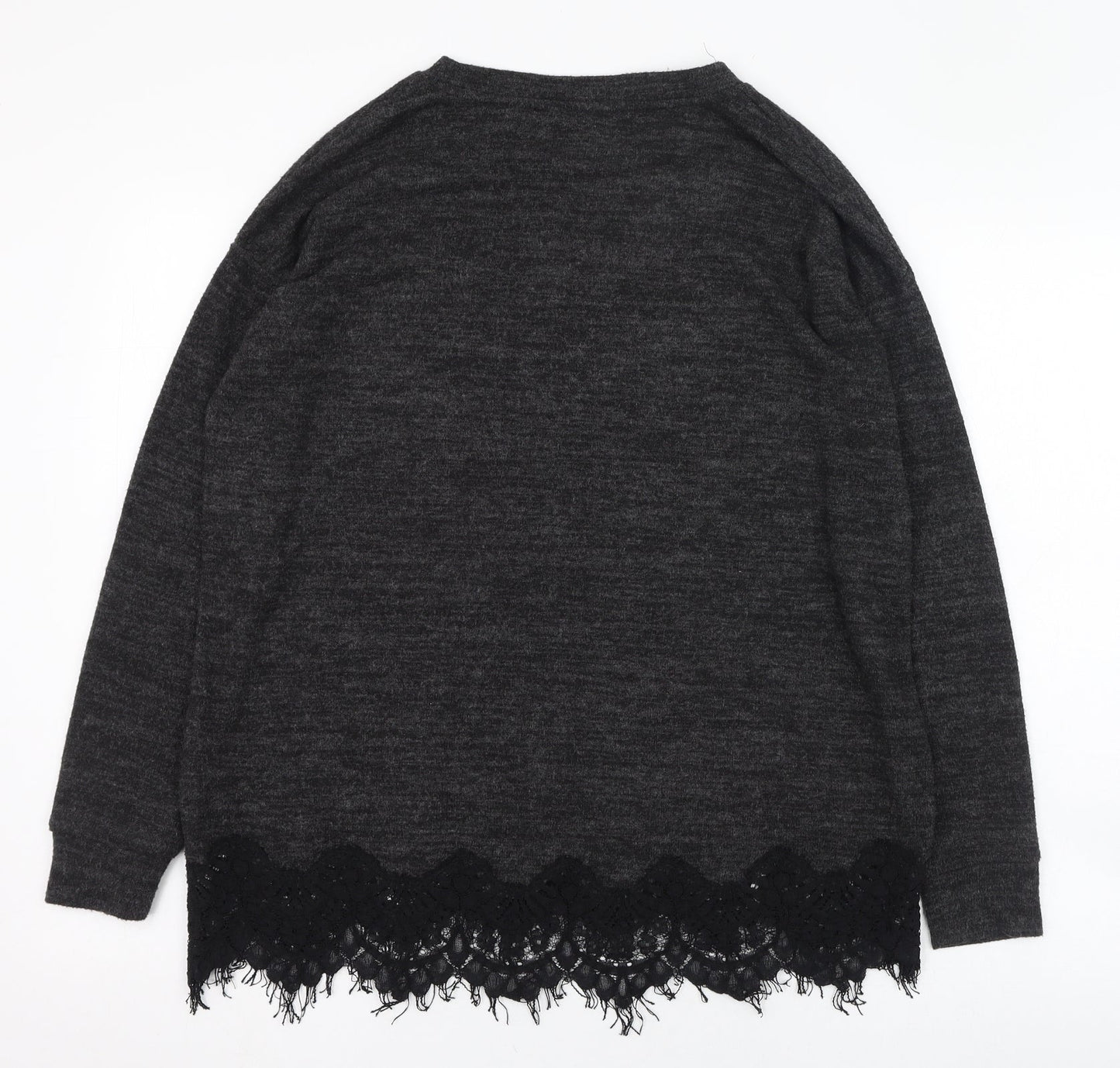 F&F Womens Black Round Neck  Polyester Pullover Jumper Size 10