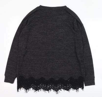 F&F Womens Black Round Neck  Polyester Pullover Jumper Size 10