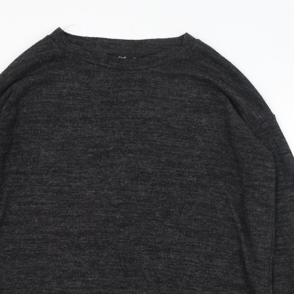 F&F Womens Black Round Neck  Polyester Pullover Jumper Size 10