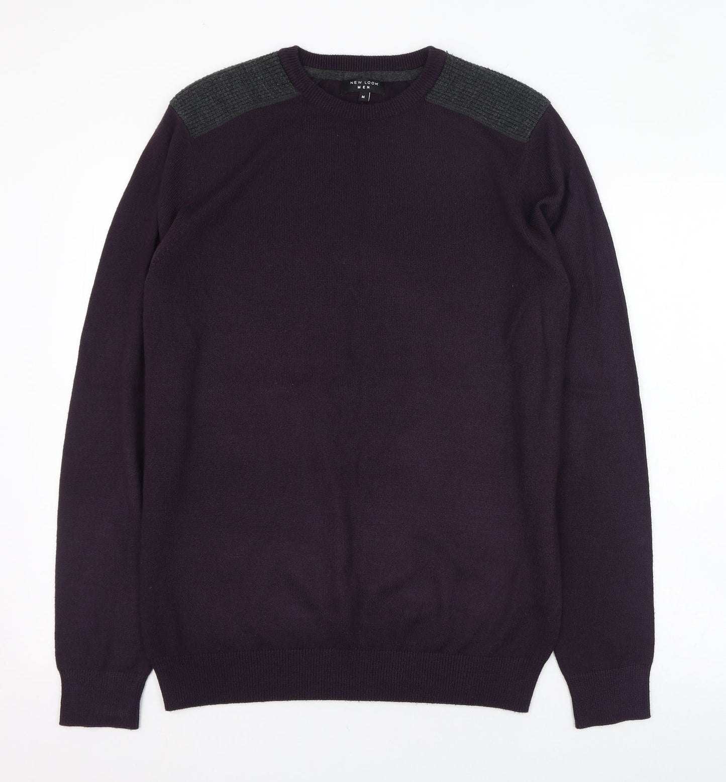 New Look Mens Purple Round Neck  Polyester Pullover Jumper Size M