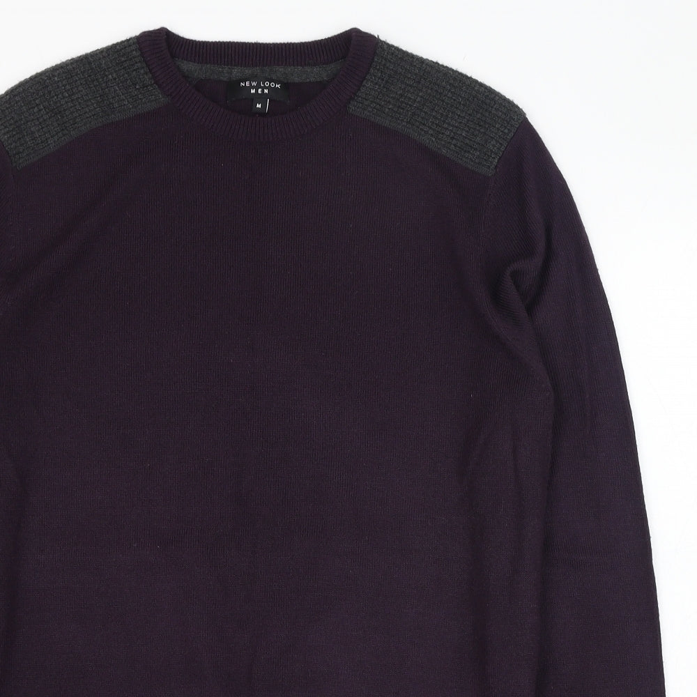 New Look Mens Purple Round Neck  Polyester Pullover Jumper Size M