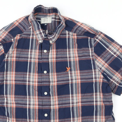 George Mens Multicoloured Plaid Cotton  Button-Up Size XL Collared Button