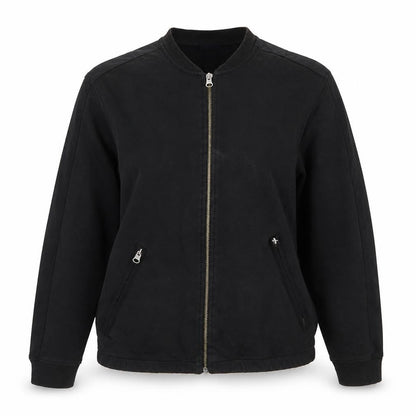 Front view of H&M women’s black cotton full zip sweatshirt, size S, zip