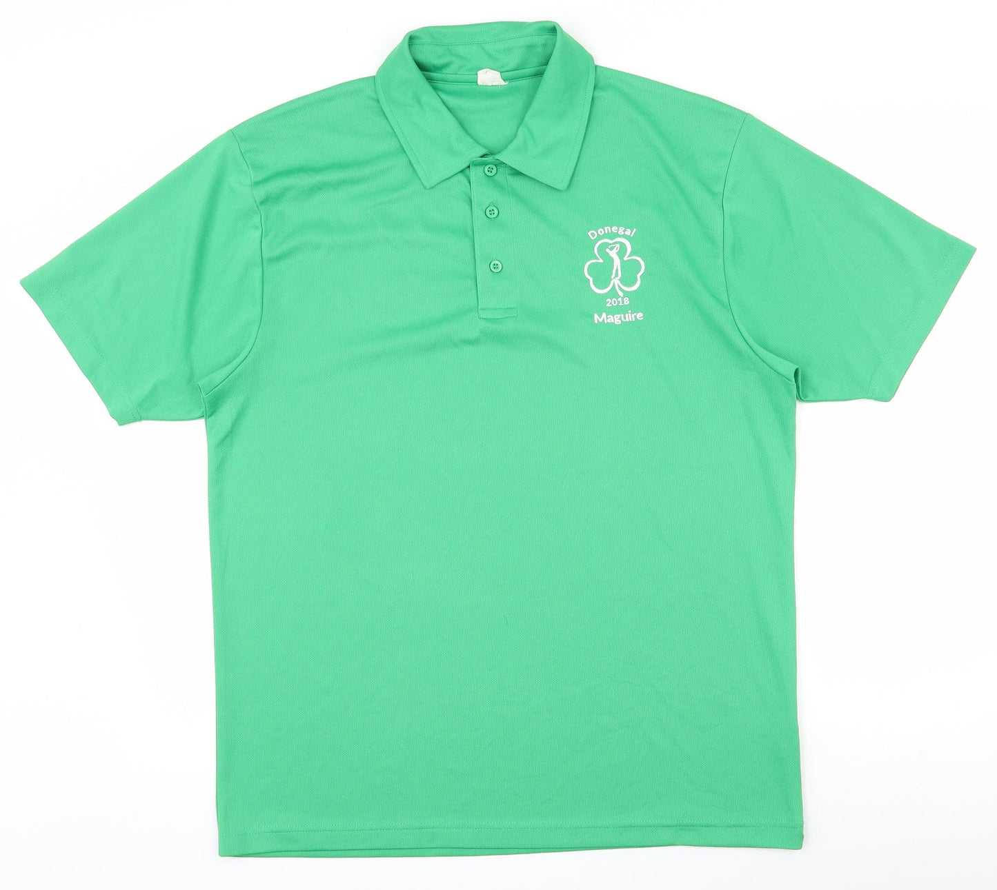 Awdis Mens Green  100% Polyester  Polo Size L Collared Pullover